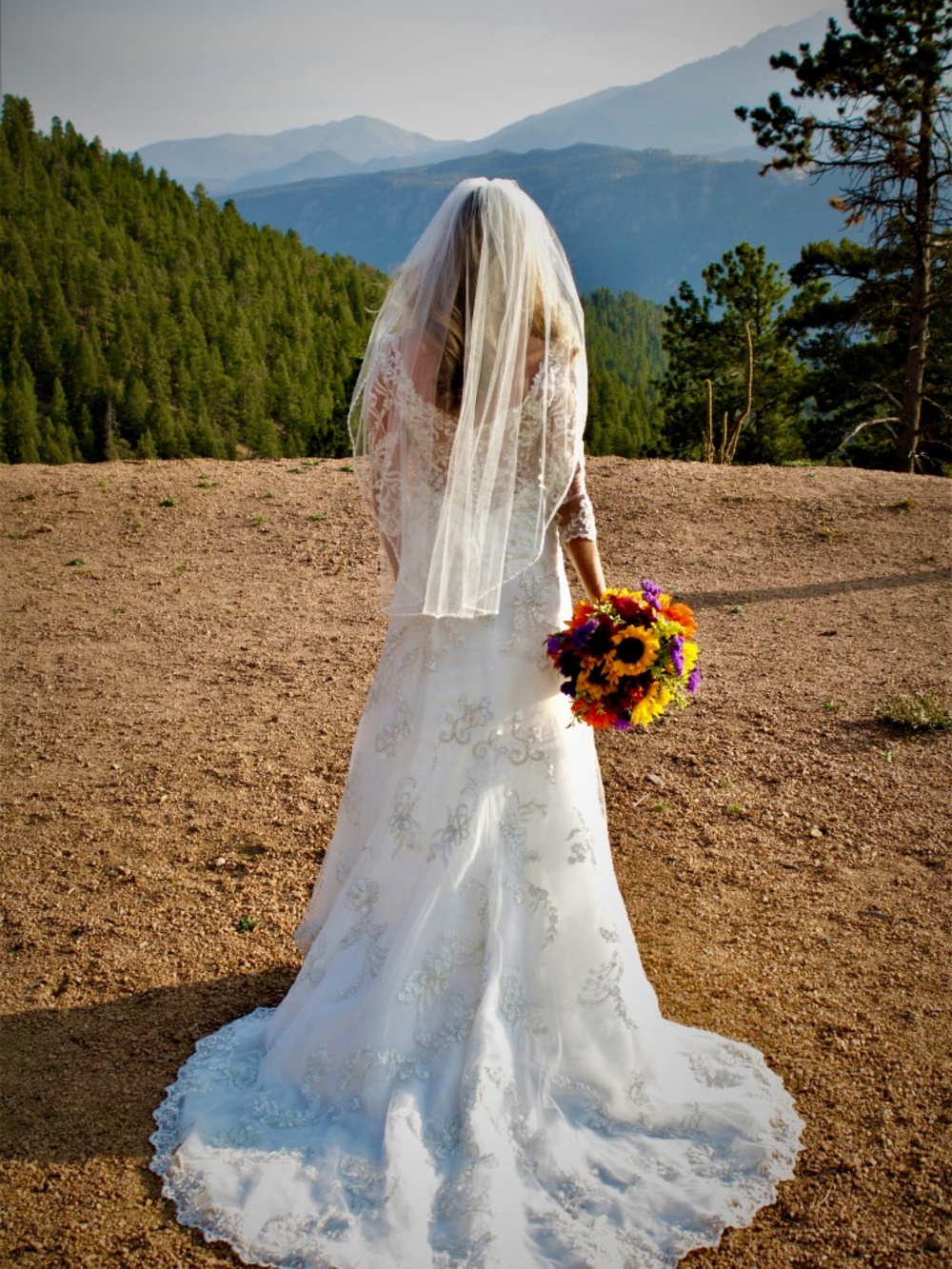 Maggie Sottero A line wedding dress and veil